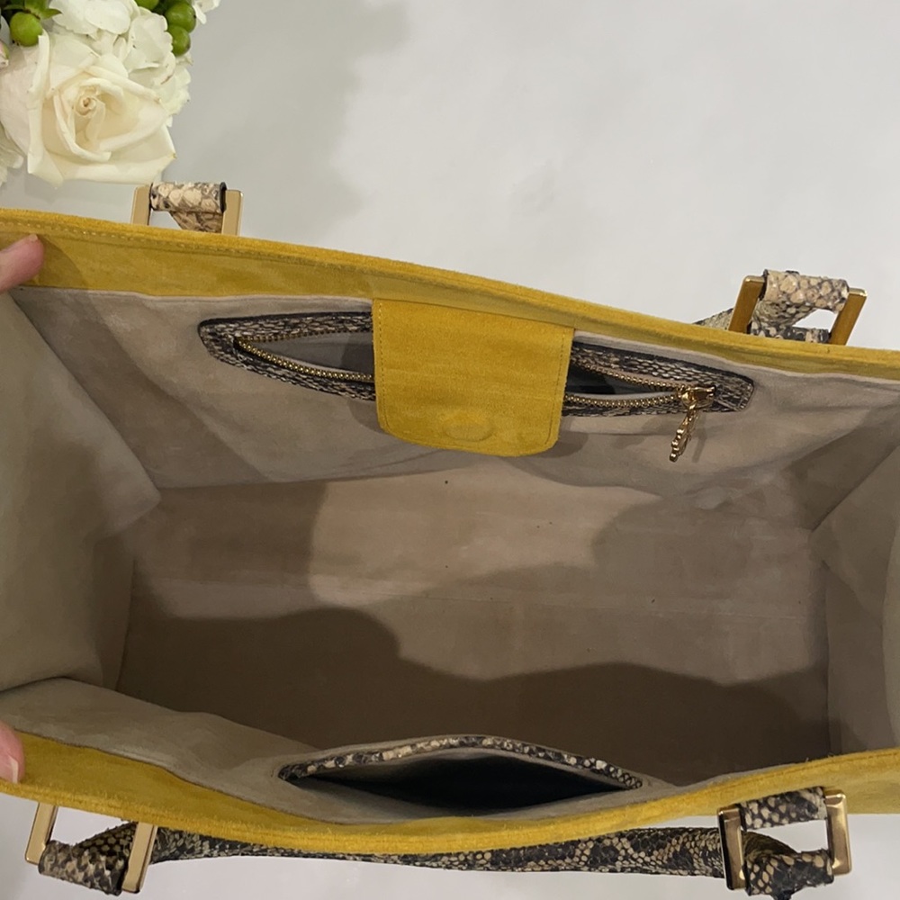 Suede And Faux Python Handbag - image 4